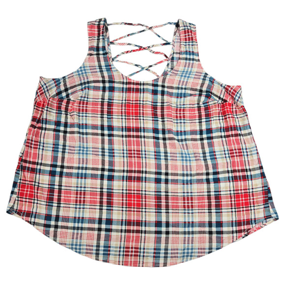 Torrid Womens Sz 3 Plus Sleeveless Blouse Fall Spring Summer Plaid Tank Top EUC - Picture 1 of 8